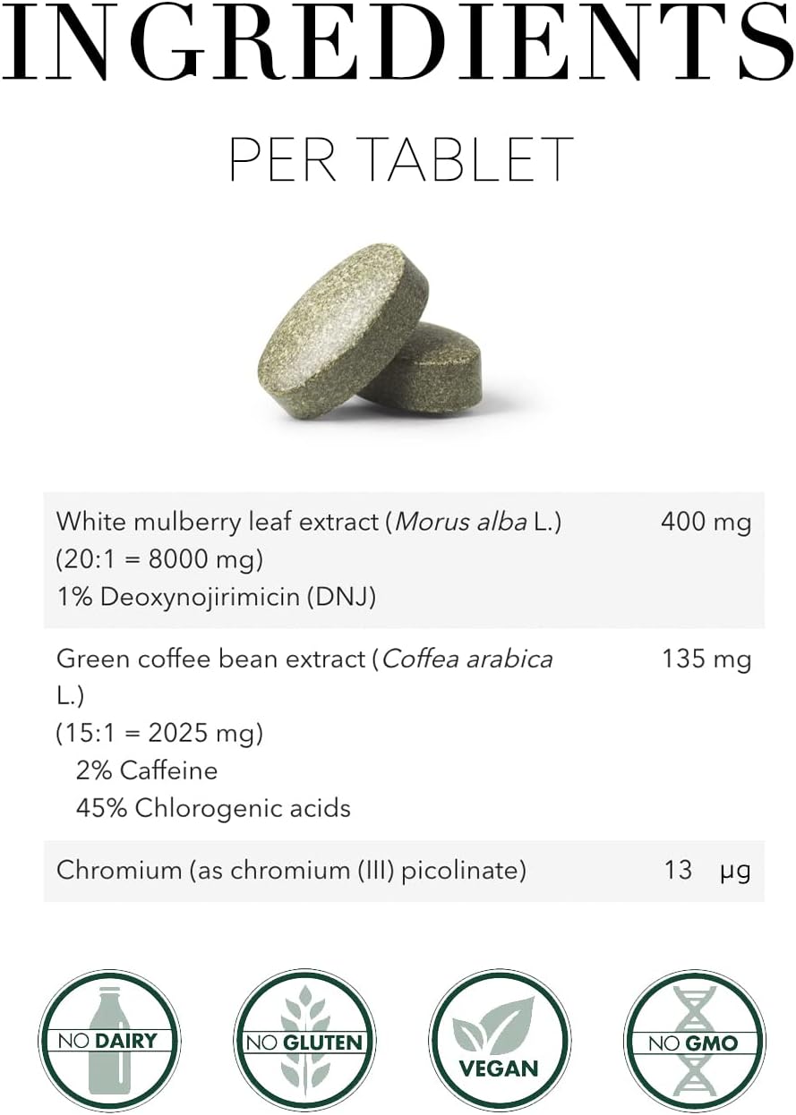 New Nordic Zuccarin Diet - Herbal Supplement to Support a Healthy Lifestyle - Contains White Mulberry Leaf Extract & Green Coffee Bean Extract - 60 Vegan Tablets