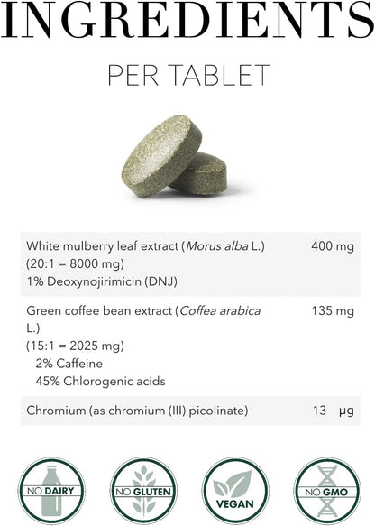 New Nordic Zuccarin Diet - Herbal Supplement to Support a Healthy Lifestyle - Contains White Mulberry Leaf Extract & Green Coffee Bean Extract - 60 Vegan Tablets