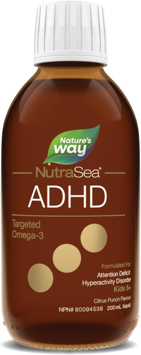 NutraSea ADHD 靶向 Omega-3，940 毫克 EPA + DHA，80 毫克 GLA，500 IU 维生素 D3，200 毫升液体