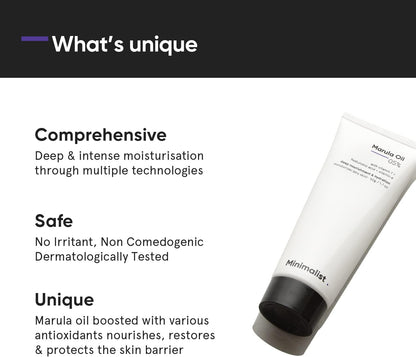 極簡乾性肌膚臉部保濕霜 | 5% 馬魯拉油，含玻尿酸，深層滋養保濕 | 男女適用 | 1.7盎司/50克