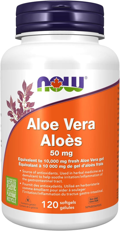 NOW Supplements, Aloe Vera (Aloe barbadensis) 10,000 mg, Supports Digestive Health, 100 Softgels