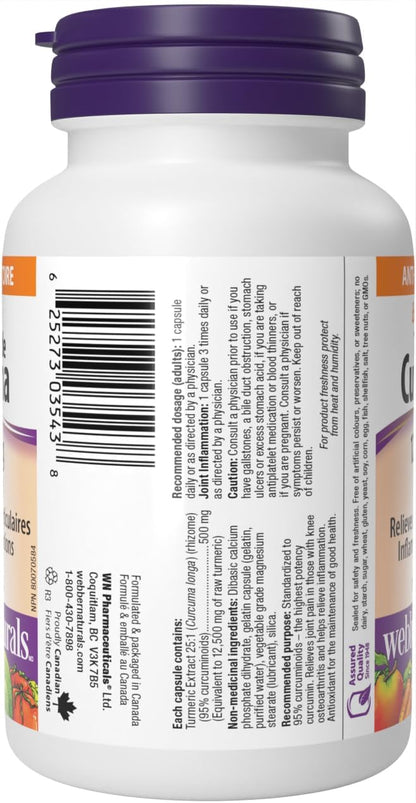 Webber Naturals 薑黃素強效膠囊，12,500 毫克生草本，60 粒膠囊，有助於消化、關節和抗氧化