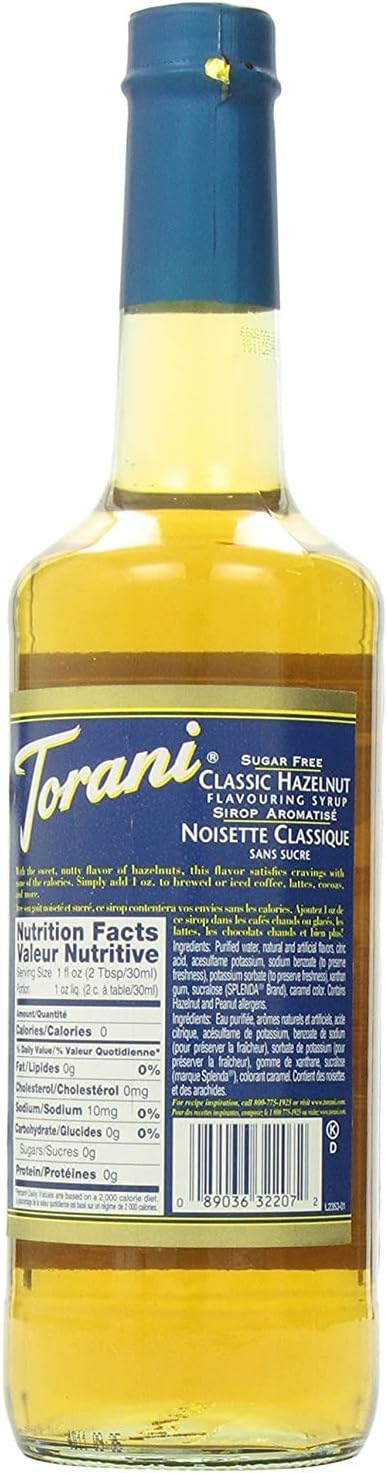 Torani 无糖经典榛子糖浆 750 毫升