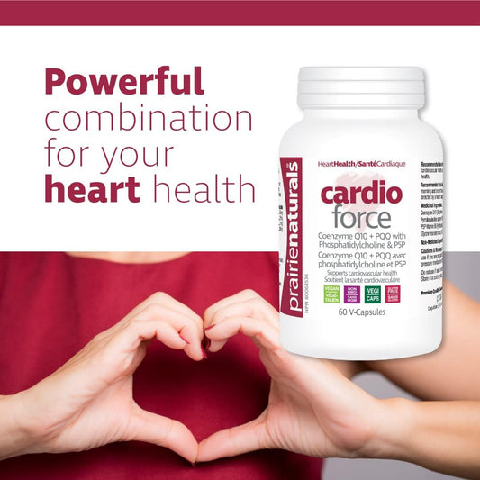 Prairie Naturals Cardio-Force 60 Vegan Capsules, Cardio Health, Mitochondrial Support, CoQ10 and PQQ, improve energy to heart muscle, P-5-P active vitamin B6, Phosphatidylcholine helps with absorption of CoQ10, support c…