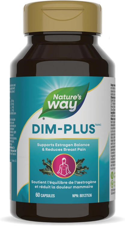 Nature's Way DIM-plus – 健康的雌激素代謝和平衡 – 緩解乳房疼痛 – 女性健康 – 提供抗氧化劑 – 二吲哚甲烷補充劑 – 60 粒素食膠囊