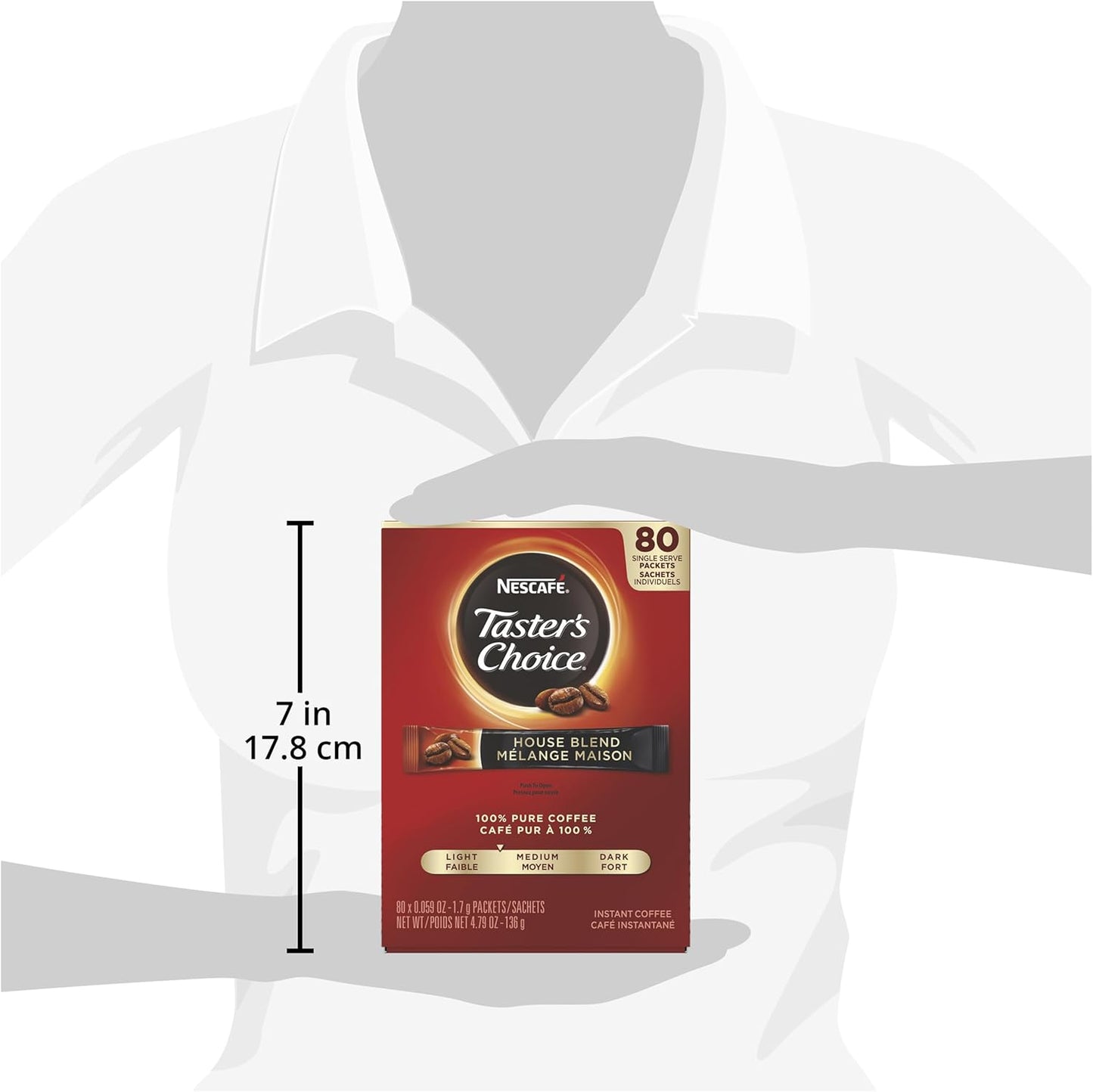 雀巢咖啡，Taster's Choice 原味条装，80 支装，4.79 盎司