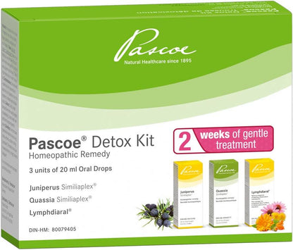 Pascoe – Pascoe 排毒套装 – 3 x 20 毫升口服滴剂 - 顺势疗法套装，用于缓解鼻窦充血、消化不良、荨麻疹、腹胀、烦躁、疲劳、头痛和便秘 - 两周清洁，温和不伤身体