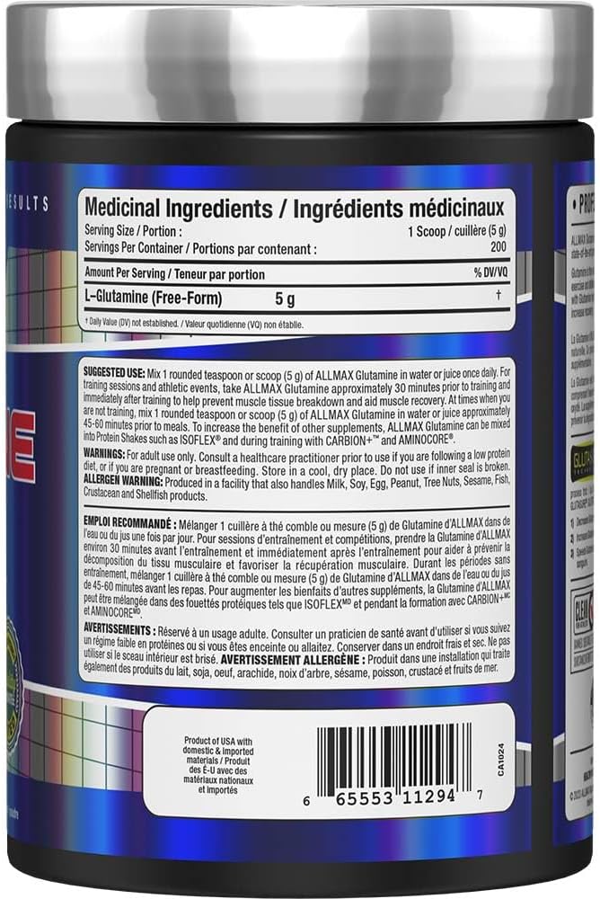 ALLMAX Nutrition - 谷氨酰胺粉 - 100% 医药级 - 1000 克，1000 克