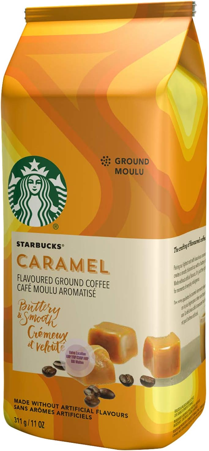 星巴克焦糖味和派克市場中度烘焙研磨咖啡，100% 阿拉比卡咖啡豆 - 6 x 340 克包（2040 克）