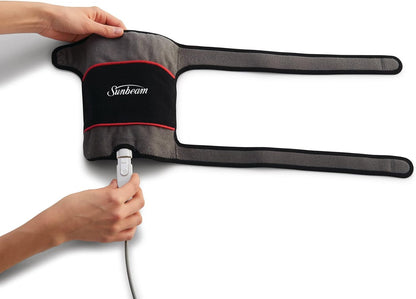 Sunbeam FlexTemp 冷熱關節敷帶，緩解疼痛，適用於肘部或膝蓋的冷熱療法，加熱墊，具有 3 種加熱設定和 2 小時自動關閉功能，灰色