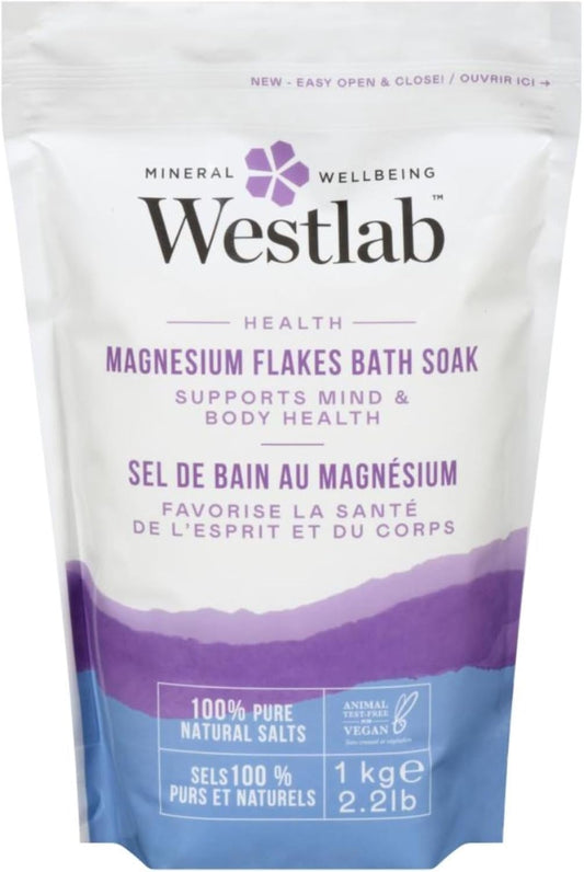 Westlab Magnesium Flakes 1kg - Supports mind & body health - 100% pure natural salts