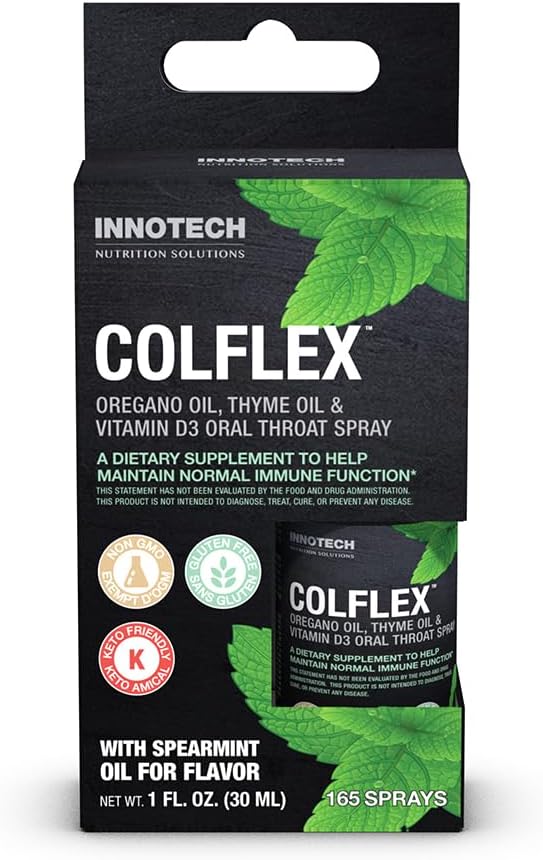 Innotech Nutrition Colflex 牛至喉咙喷雾，北极薄荷 - 25 毫升，多色