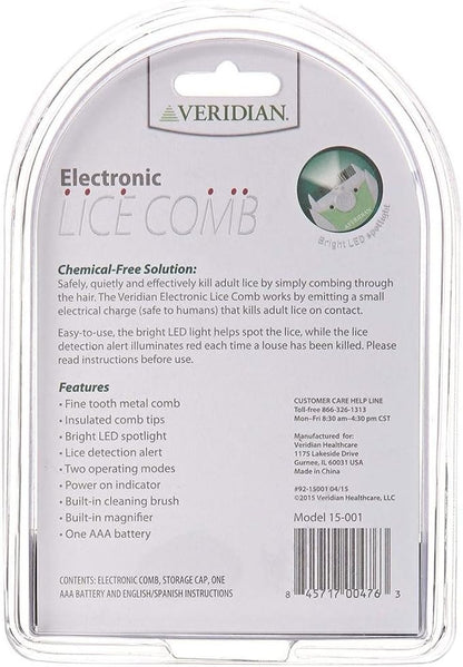 Veridian Healthcare Finito 電子除蝨梳，綠/白