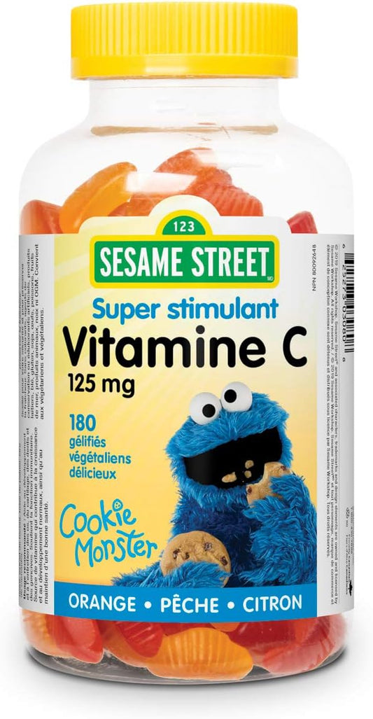 韦伯天然芝麻街超级维生素 C 儿童软糖，180 粒软糖，每粒含 125 毫克维生素 C，适合 3 岁及以上儿童