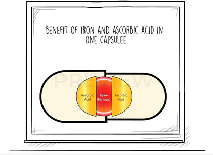 EBMfer 鐵劑，含維生素 C | 每日 1 粒 | 溫和 | 純素 | 提升能量 | 100 毫克高效能 | 30 粒膠囊