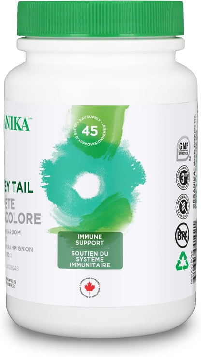 Organika 火雞尾蘑菇 - 有機 450 毫克 10:1 萃取物 - 免疫支持 - 90 粒膠囊