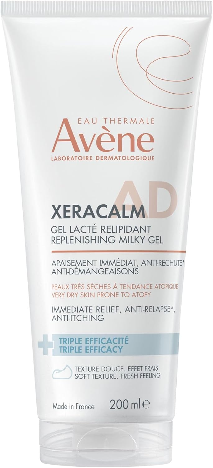 Eau Thermale Avène XeraCalm A.D Replenishing Milky Gel for Very Dry & Eczema-Prone Skin, Dermatologist Tested & Suitable for Sensitive Skin, 200 ml