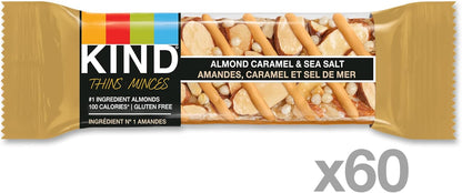 KIND THINS 杏仁焦糖海盐无麸质棒，21克（60块）