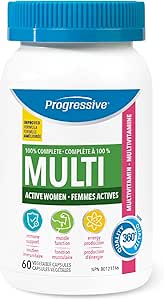 Progressive Advanced 每日複合維生素，專為活力女性設計，含DIM、聖潔莓、瑪卡和南非醉茄。支持免疫健康、維持健康的雌激素平衡和能量，100% 完整配方，加拿大製造，60 粒裝
