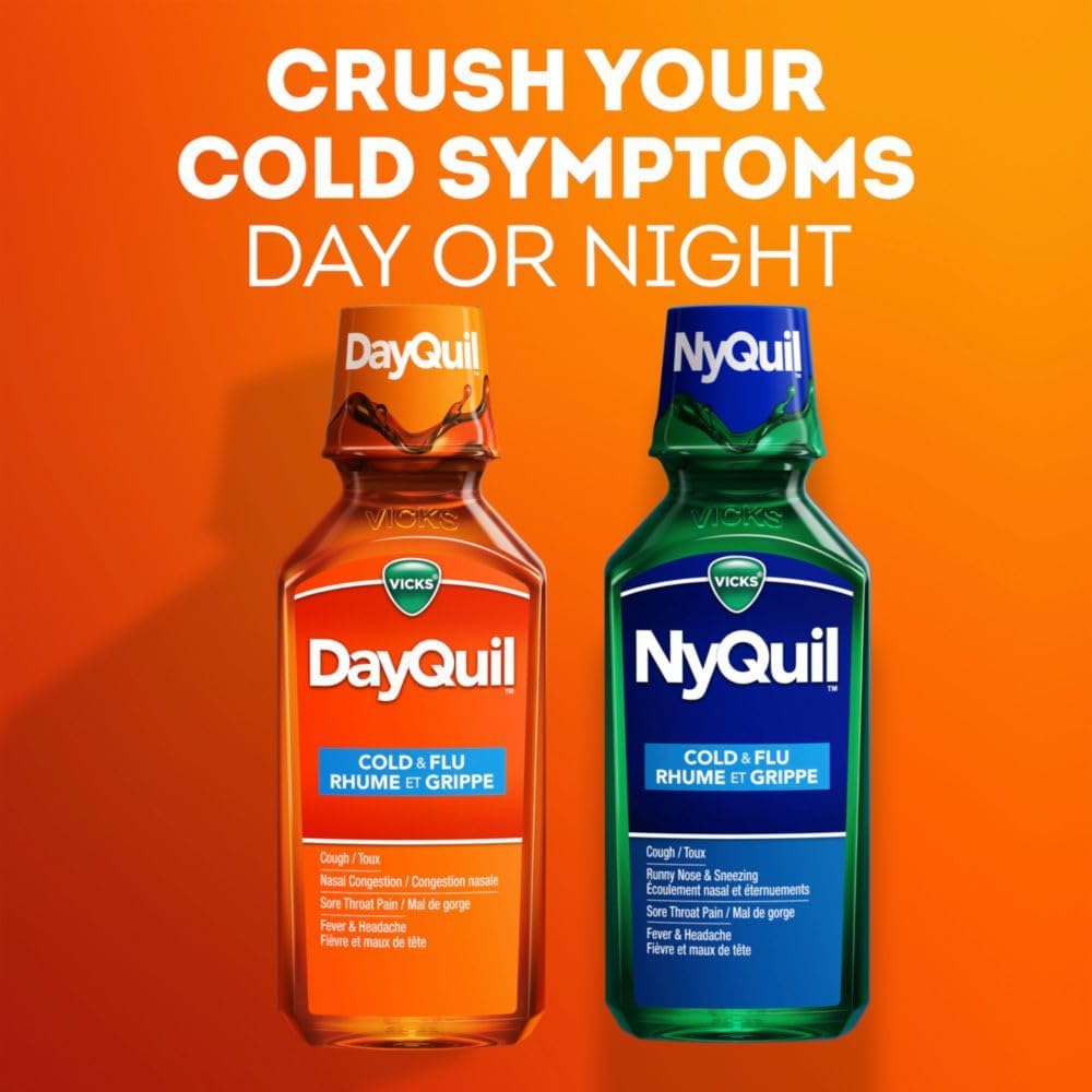 Vicks DayQuil 感冒和流感藥，止咳藥，鼻塞緩解劑，止痛藥，退燒藥，不引起困倦配方，354 毫升