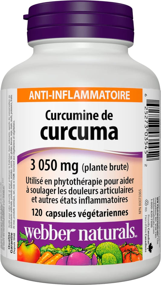 Webber Naturals 姜黄素，3,050 毫克生草本，120 粒胶囊，抗氧化支持，纯素