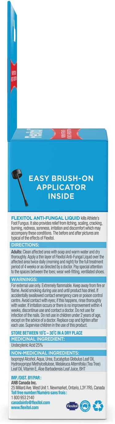 Flexitol 抗真菌液体 - OTC 十一烯酸治疗指甲真菌，有效治疗脚趾甲和手指甲真菌感染（30 毫升）