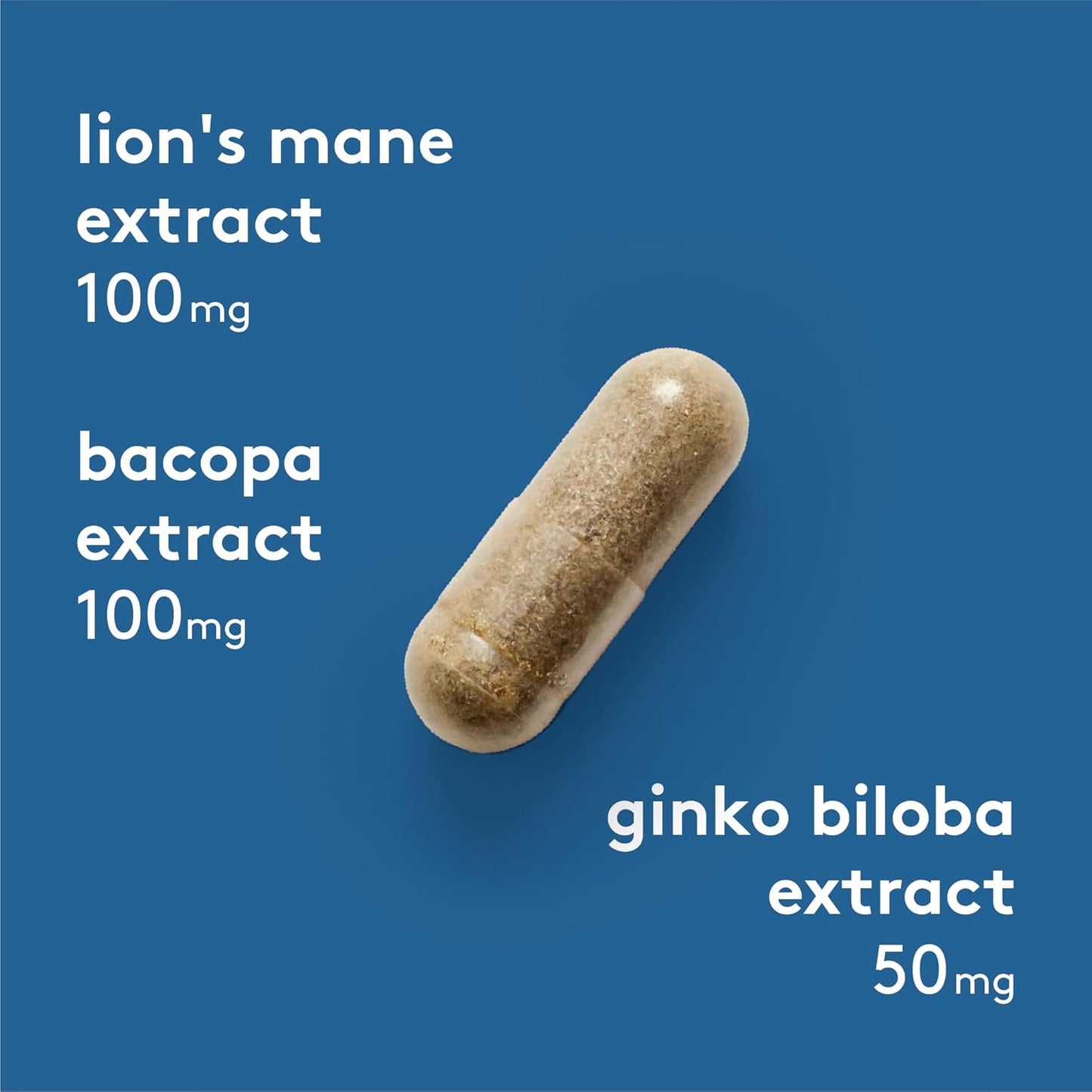 HEAL + CO. 健脑复合物 | 3 种强效提取物 – 假马齿苋、银杏和狮鬃菇 | 记忆力 + 认知补充剂 | 120 粒胶囊