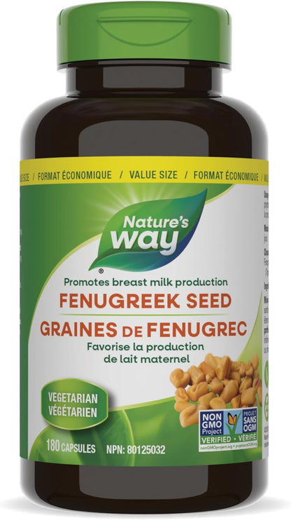 Nature's Way 葫蘆巴籽 – 母乳餵養補充劑 – 哺乳支持，幫助母親增加母乳產量，非基因改造 - 180 粒素食膠囊，超值裝