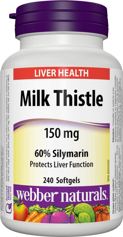 Webber Naturals Milk Thistle Extract, 150 Mg 240 count & Vitamin C Timed Release 1000 mg, 150 Tablets, For Bones, Teeth, Immune and Antioxidant Health