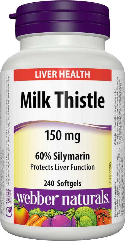 Webber Naturals Milk Thistle Extract, 150 Mg 240 count & Vitamin C Timed Release 1000 mg, 150 Tablets, For Bones, Teeth, Immune and Antioxidant Health
