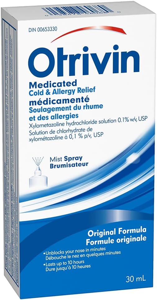 Otrivin 鼻喷雾剂，感冒和过敏药物，鼻塞缓解剂，原始配方，30 毫升