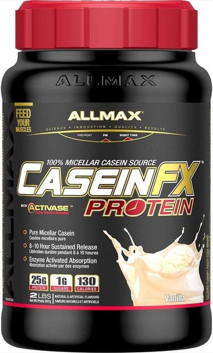 ALLMAX Nutrition - CaseinFX - 100% 酪蛋白胶束蛋白 - 香草味 - 2 磅
