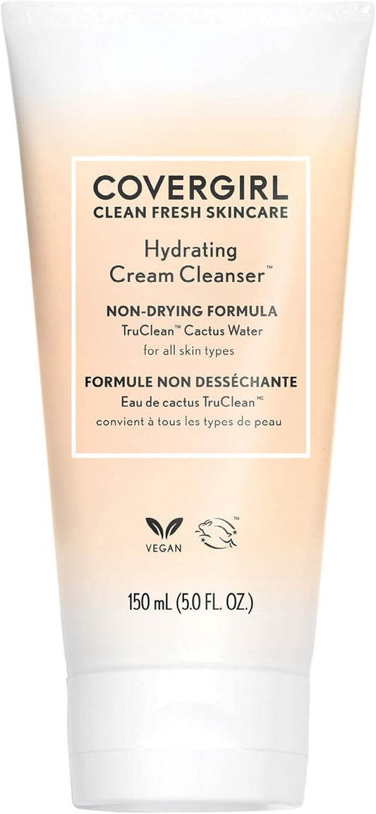 CoverGirl - Clean Fresh Skincare Hydrating Cream Cleanser, Formulated with Cactus Water and Meadowfoam Seed Oil to Condition & Nourish, Non-Drying, 100% Vegan & Cruelty-Free