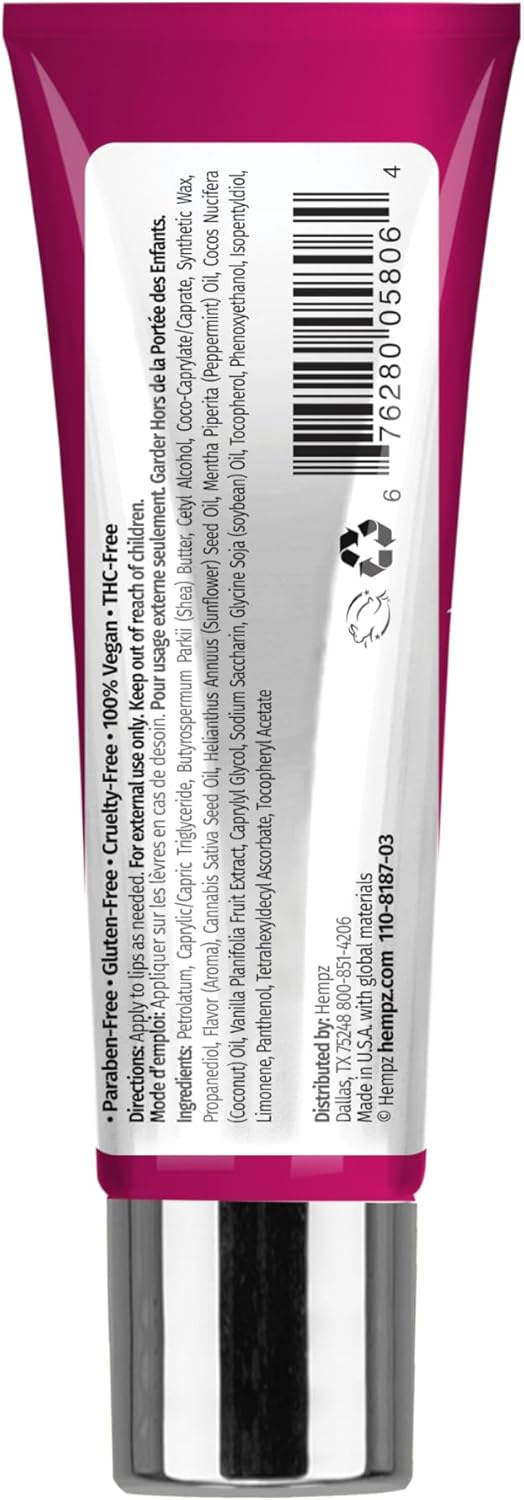 Hempz Pink Peppermint Meringue Lip Balm, Nourishing Lip Care, Limited Edition Gloss .44 fl.oz.