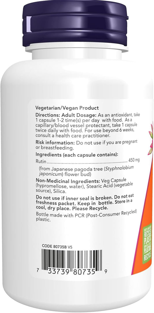 NOW Supplements 蘆丁 450 毫克膠囊，100 粒