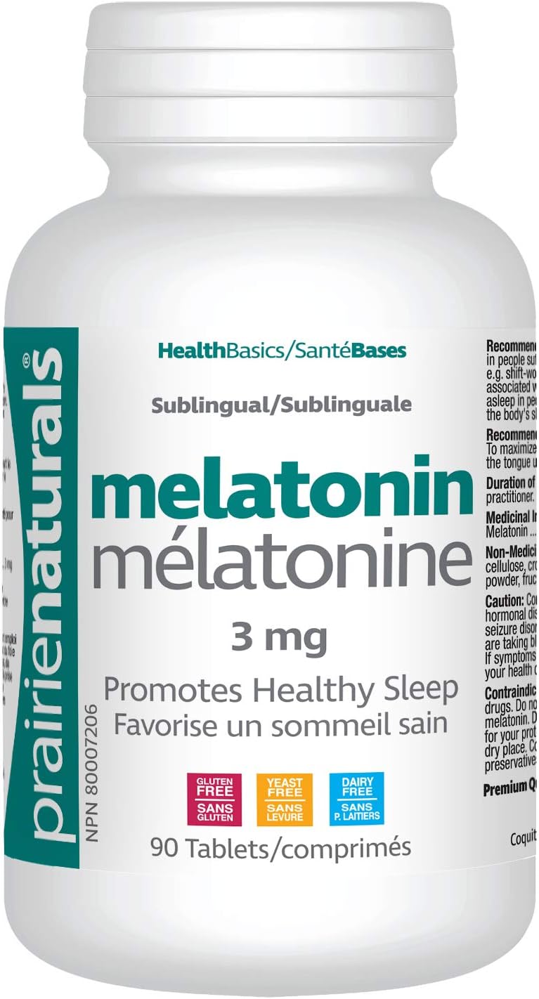 Prairie Naturals 舌下褪黑激素 3 毫克錠；有助於增加總睡眠時間，有助於緩解與時差、輪班工作相關的白天疲勞，減少入睡時間，有助於重置身體的睡眠-覺醒週期…