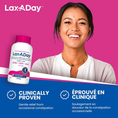 LAX-A-Day 粉状泻药 - 无味、无颗粒、无糖 - 经临床验证可缓解偶发性便秘（60 剂，1020 克）