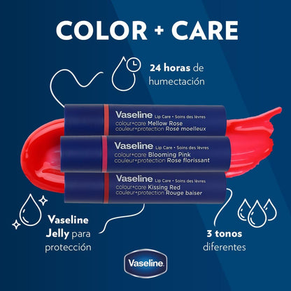 Vaseline® Lip Therapy Colour+Care Blooming Pink Tinted Lip Balm Stick, Long Lasting Moisturiation