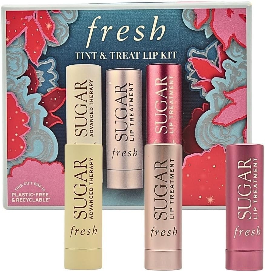 女士清新潤飾唇膏套裝 - 3 件組（玫瑰、花漾和高級護理）每件 0.07 盎司