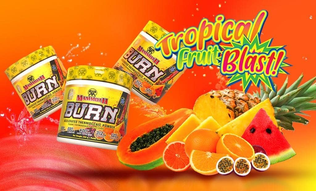 Mammoth Burn 热带水果爆浆，减肥冲剂，燃脂增能粉，促进新陈代谢，改善情绪，生热分解补充剂，60 包
