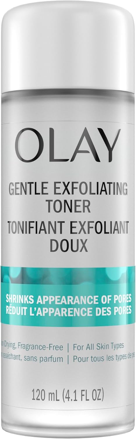 Olay Gentle Exfoliating Toner, Fragrance Free, Pore Treatment Face Cleanser Unclogs and Diminishes the Appearance of Pores, 120 mL