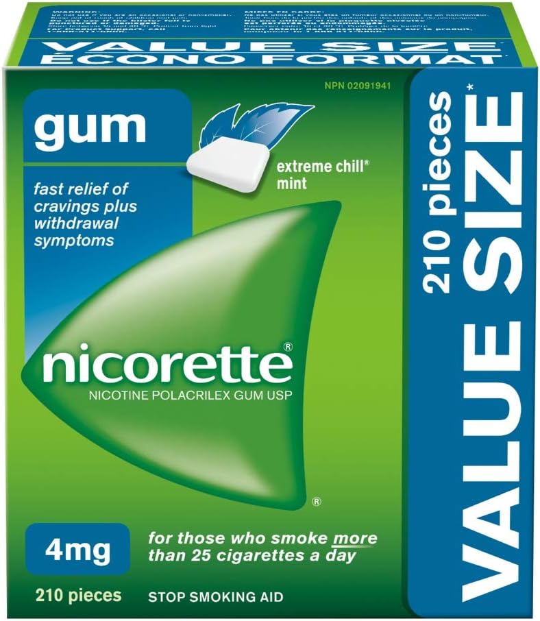 尼古丁口香糖，2 毫克 + 4 毫克尼古丁戒烟辅助剂 | 留兰香 + 极致冰镇薄荷 | 每包 210 粒