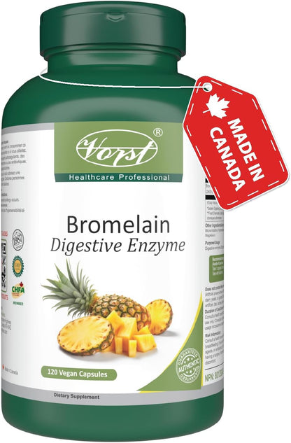 VORST Bromelain 500mg 2400 GDU/g 120 Vegan Capsules | Digestive Enzyme for Women and Men | Pineapple Extract for Inflammation & Eye Health | Powder Pills | 1 Bottle