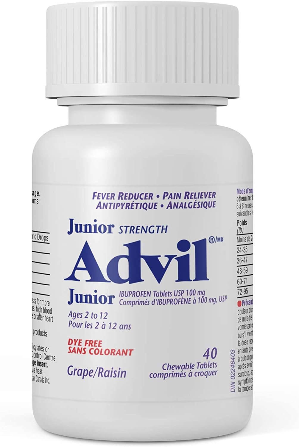 青少年强效 Advil 无色素咀嚼片，葡萄味，40 片