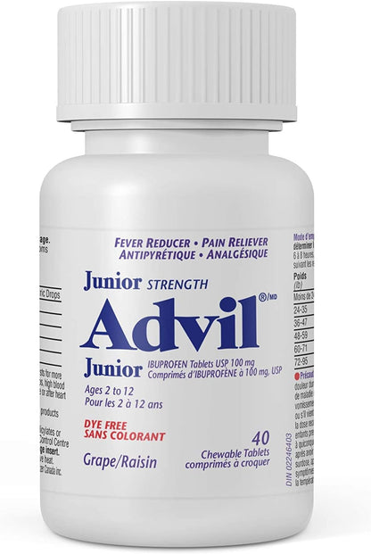 青少年强效 Advil 无色素咀嚼片，葡萄味，40 片