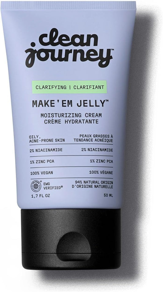 cleanjourney Blemish Face Moisturizer, Niacinamide & Zinc PCA, Made in Canada, Revitalizes & Smoothes the Skin, Lightweight Gel Face Cream, EWG Verified, Fragrance-Free, Dermatologically Tested, 50 mL