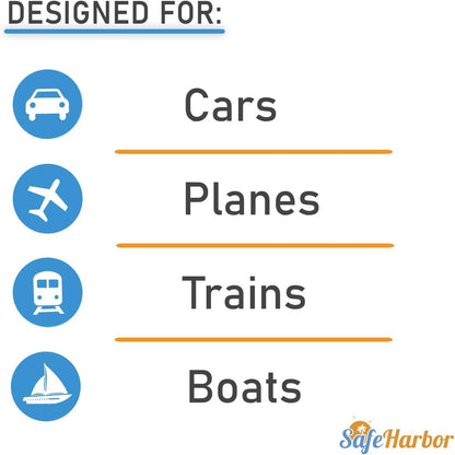 SafeHarbor Motion Sickness Relief and Anti Nausea Kit for Your Cruise Essentials | 2 Motion Sickness Bands 10 Natural + Herbal Relief Patches| Works for Children and Adults | Helpful E-Book Included