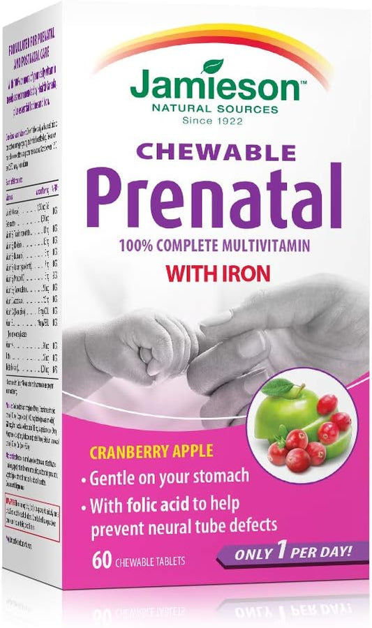 Jamieson Prenatal Chewable 60's 60 Tablets & Folic Acid 1000mcg 100's 100 Tablets