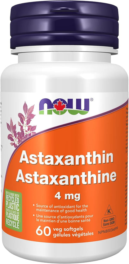 NOW Supplements，蝦紅素 4 毫克，含 Zanthin，支持眼部健康，60 粒素食軟膠囊