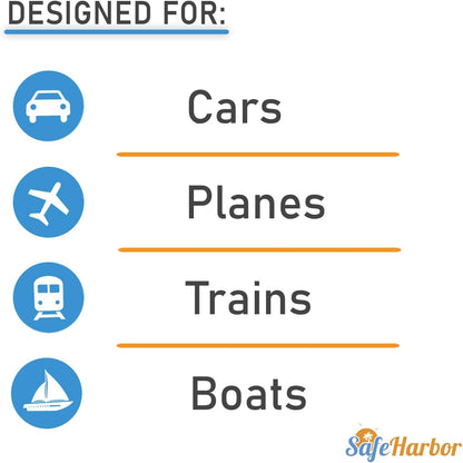 SafeHarbor Motion Sickness Wristbands | 4 Travel Wrist Bands, Cruise Essentials | Natural Sea Sickness and Nausea Relief in Children and Adults | Helpful E-Book Included